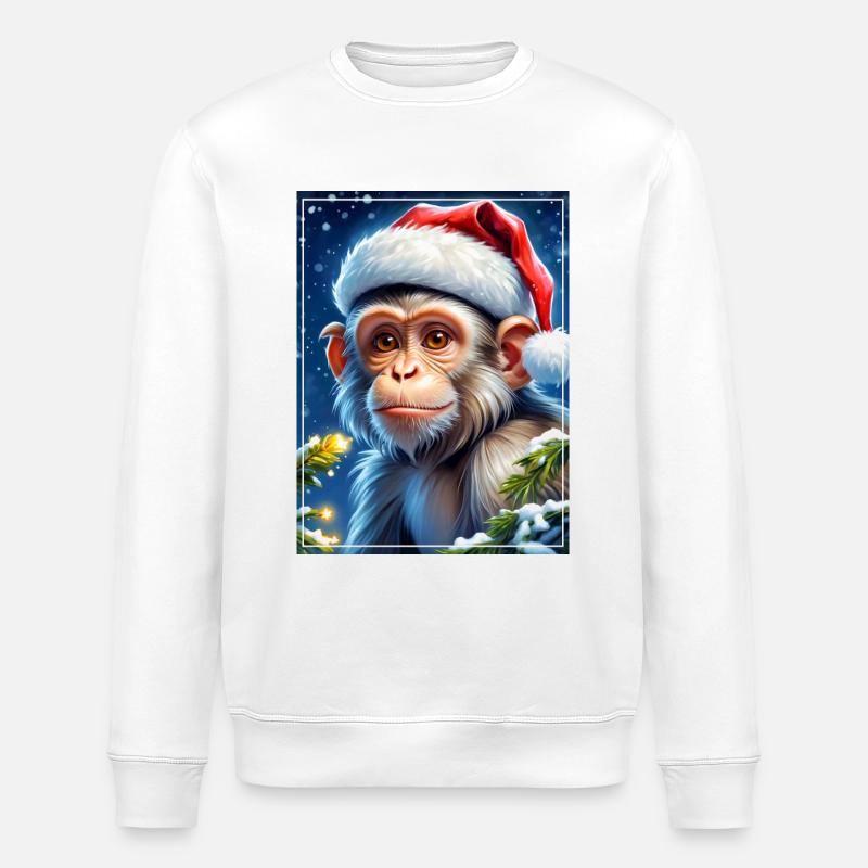 Singe Paysage D’hiver 1.21 - Sweat bio ROLLER Stanley/Stella Unisexe - blanc