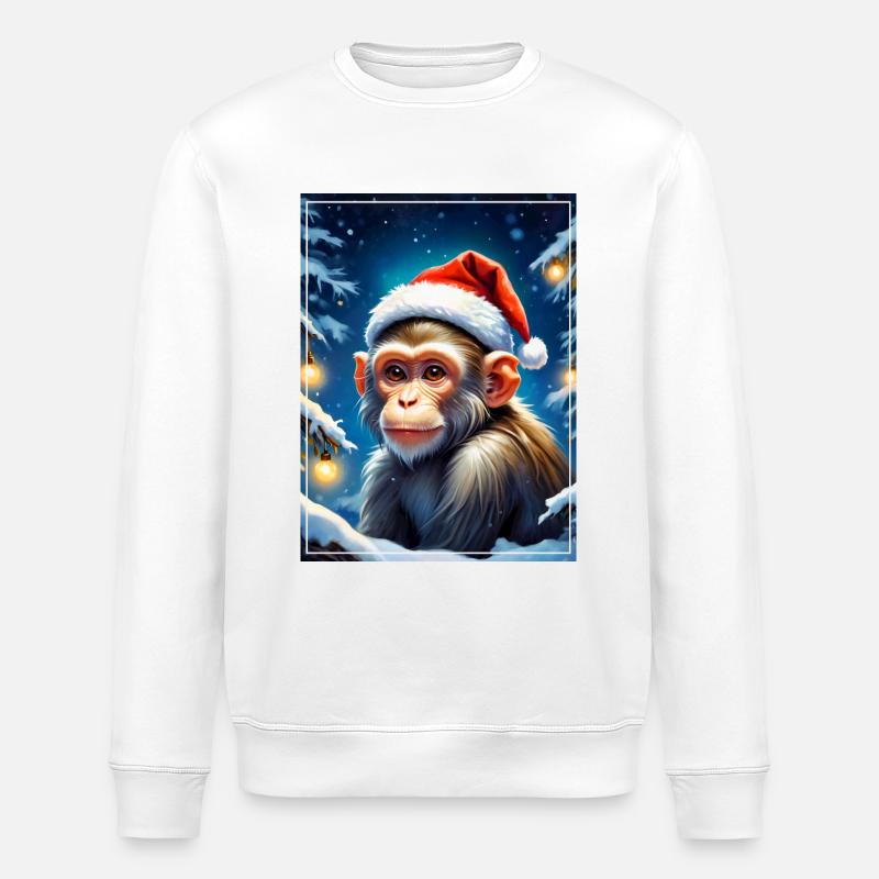 Winter Landscape Monkey 1.8 - Stanley/Stella ROLLER Unisex Organic Sweatshirt - white