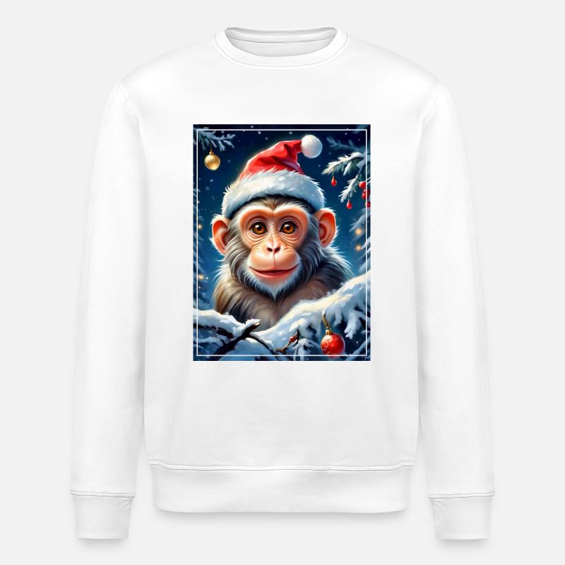 Winter Landscape Monkey 1.12 - Stanley/Stella ROLLER Unisex Organic Sweatshirt - white