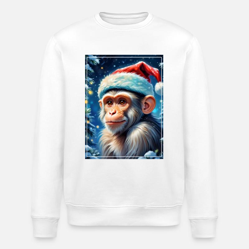 Singe Paysage D’hiver 1.16 - Sweat bio ROLLER Stanley/Stella Unisexe - blanc