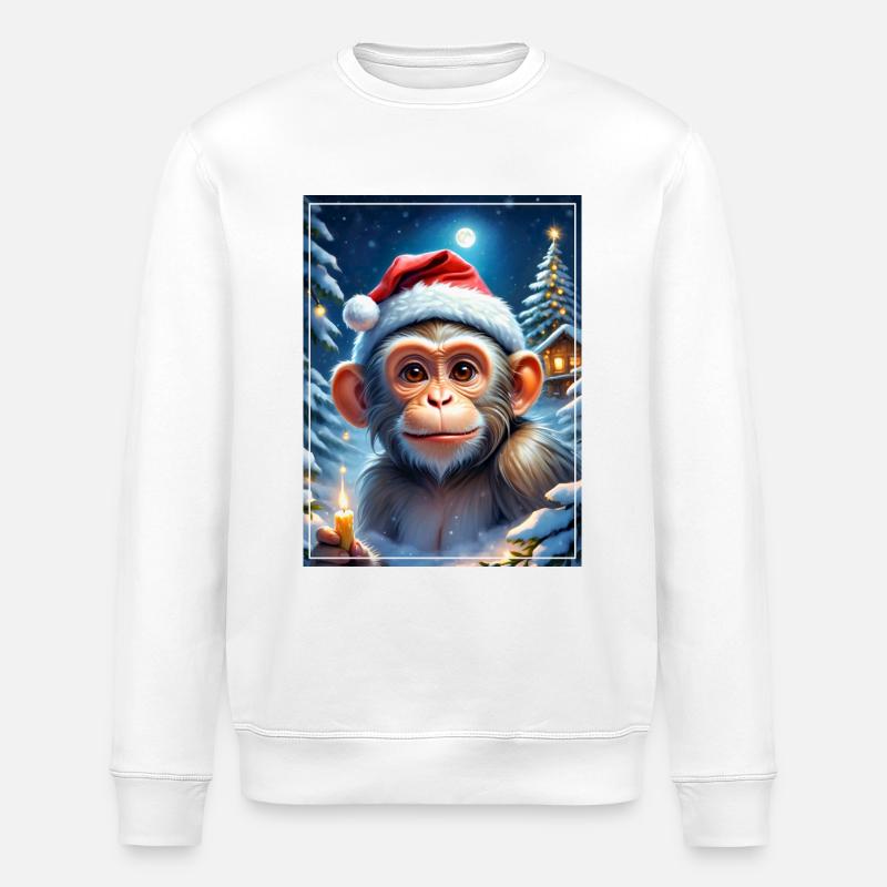 Winter Landscape Monkey 1.19 - Stanley/Stella ROLLER Unisex Organic Sweatshirt - white
