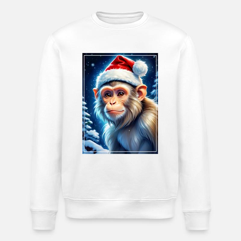 Singe Paysage D’hiver 1.10 - Sweat bio ROLLER Stanley/Stella Unisexe - blanc