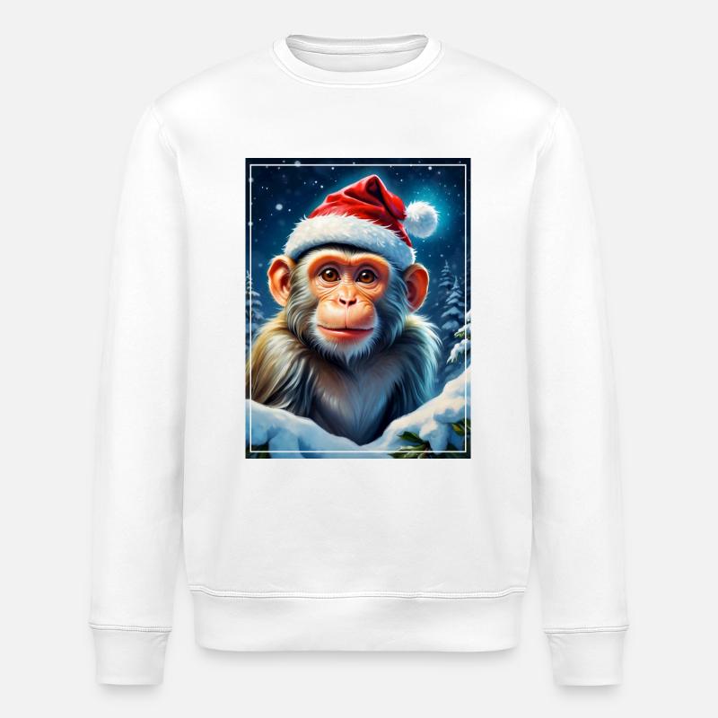 Winter Landscape Monkey 1.11 - Stanley/Stella ROLLER Unisex Organic Sweatshirt - white