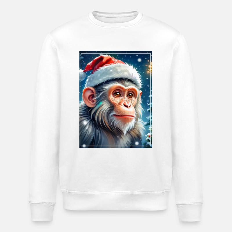 Winter Landscape Monkey 1.20 - Stanley/Stella ROLLER Unisex Organic Sweatshirt - white