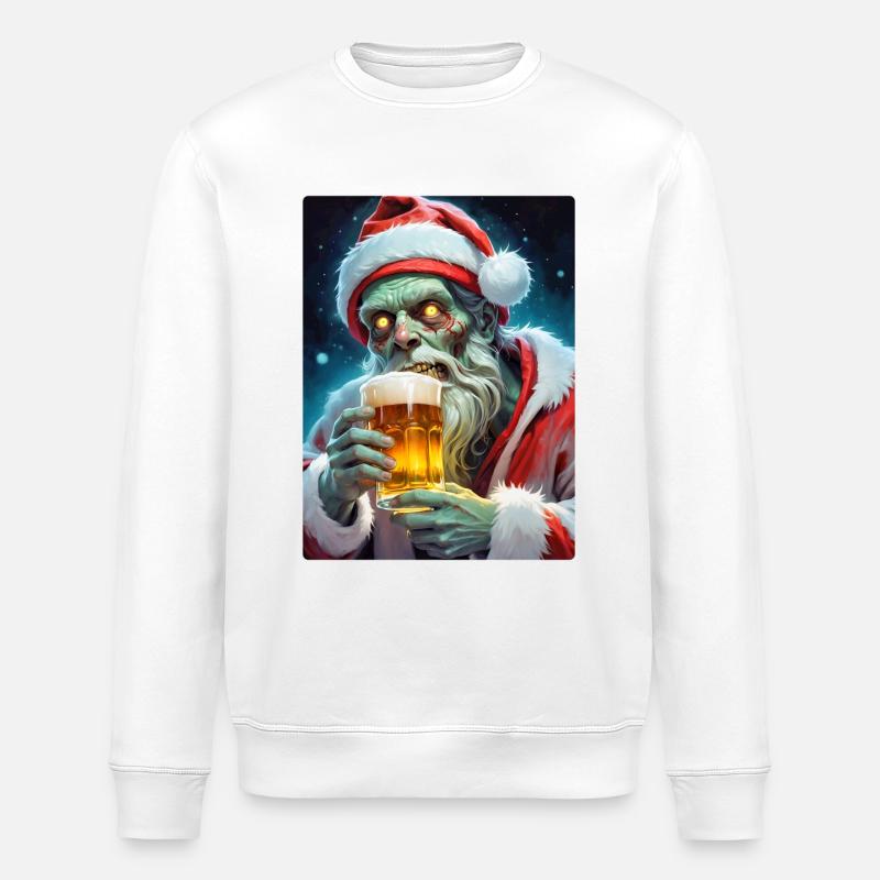 Weihnachten Zombie Bier 1.1 - Stanley/Stella Unisex Bio-Sweatshirt ROLLER - Weiß