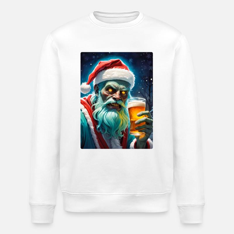 Weihnachten Zombie Bier 1.2 - Stanley/Stella Unisex Bio-Sweatshirt ROLLER - Weiß