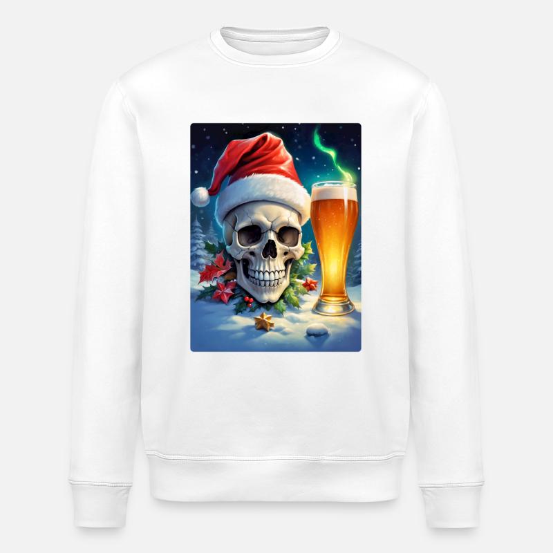 Weihnachten Skull Bier 1.11 - Stanley/Stella Unisex Bio-Sweatshirt ROLLER - Weiß