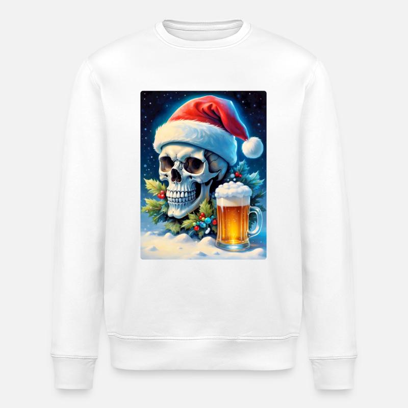 Weihnachten Skull Bier 1.7 - Stanley/Stella Unisex Bio-Sweatshirt ROLLER - Weiß