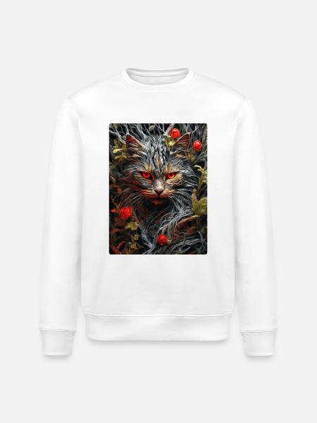 Spooky Plants Cat 1.1 - Stanley/Stella ROLLER Unisex Organic Sweatshirt - white