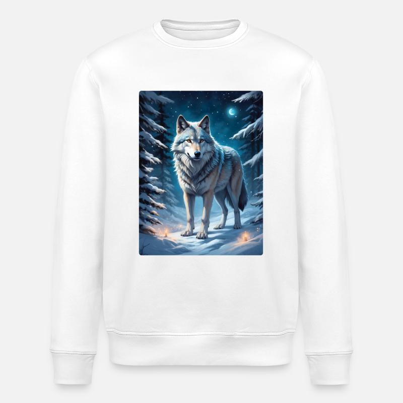 Paysage d’hiver Wolf 1.10 - Sweat bio ROLLER Stanley/Stella Unisexe - blanc