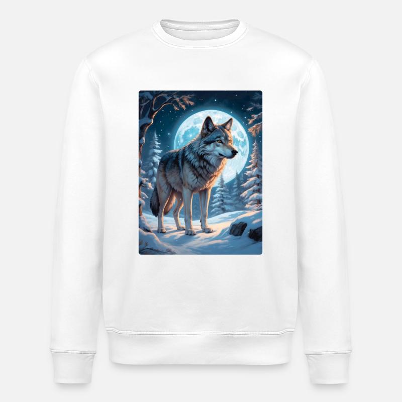 Winter Landscape Wolf 1.12 - Stanley/Stella ROLLER Unisex Organic Sweatshirt - white