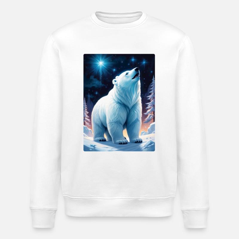 Winterlandschaft Bären 1.4 - Stanley/Stella Unisex Bio-Sweatshirt ROLLER - Weiß