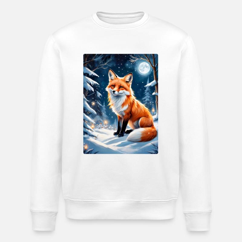 Winter Landscape Fox 1.7 - Stanley/Stella ROLLER Unisex Organic Sweatshirt - white