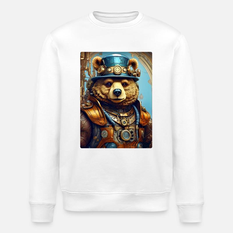 Steampunk Bär 1.13 - Stanley/Stella Unisex Bio-Sweatshirt ROLLER - Weiß