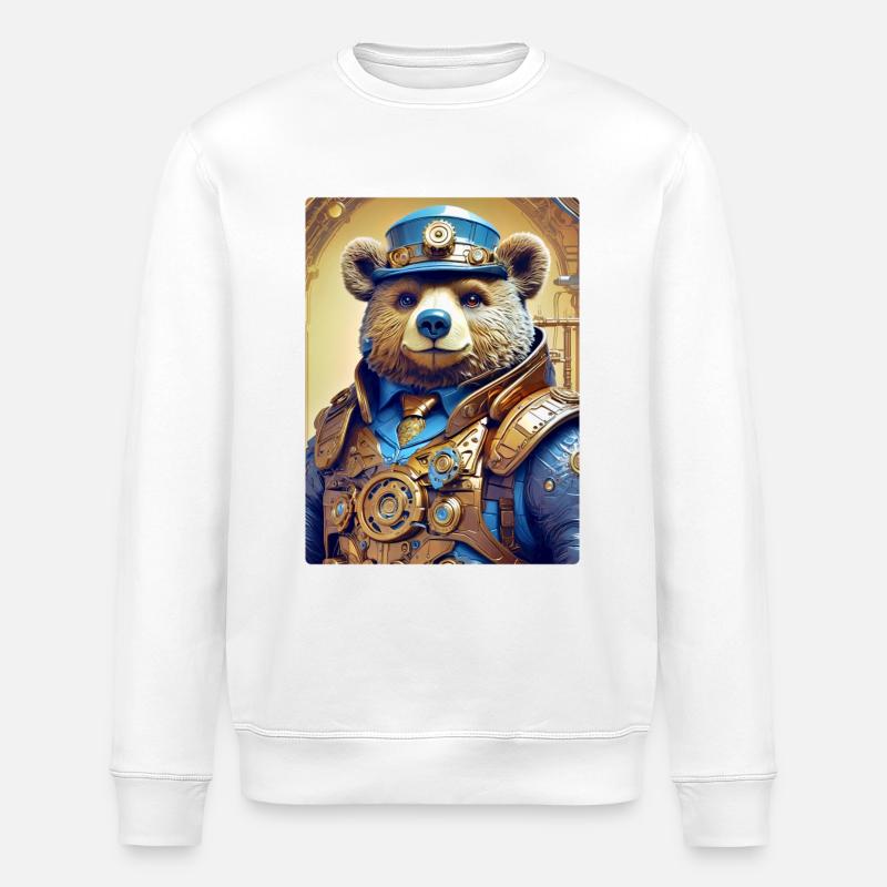 Steampunk Bär 1.6 - Stanley/Stella Unisex Bio-Sweatshirt ROLLER - Weiß
