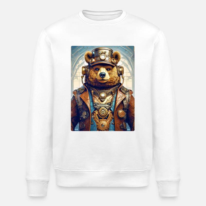 Steampunk Bär 1.8 - Stanley/Stella Unisex Bio-Sweatshirt ROLLER - Weiß