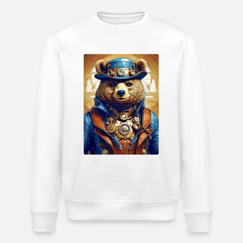 Steampunk Bear 1.9 - Stanley/Stella ROLLER Unisex Organic Sweatshirt - white
