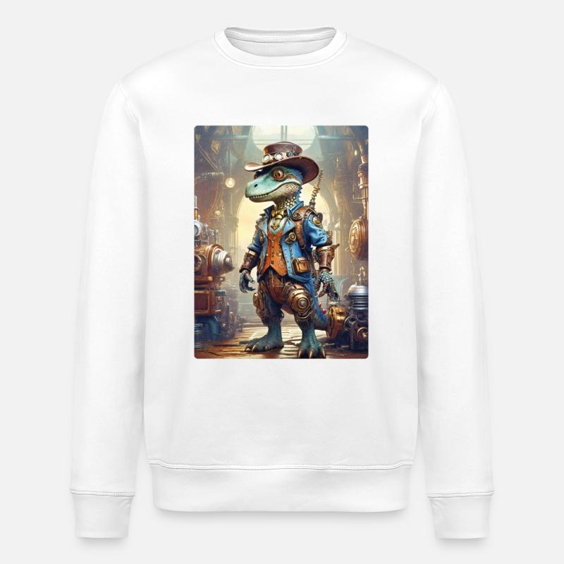 Steampunk Dino 1.11 - Stanley/Stella ROLLER Unisex Organic Sweatshirt - white