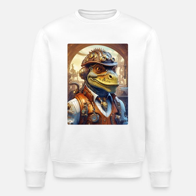 Steampunk Dino 1.5 - Stanley/Stella ROLLER Unisex Organic Sweatshirt - white
