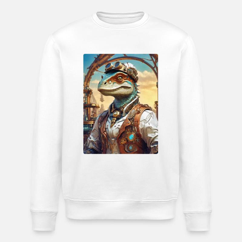 Steampunk Dino 1.13 - Stanley/Stella ROLLER Unisex Organic Sweatshirt - white