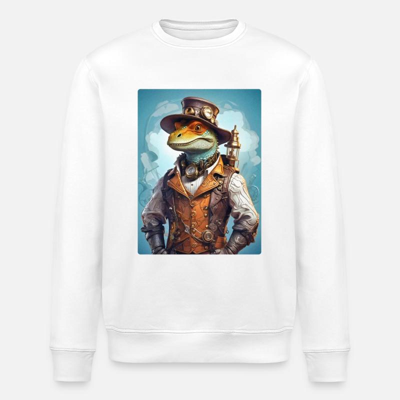 Steampunk Dino 1.6 - Stanley/Stella ROLLER Unisex Organic Sweatshirt - white