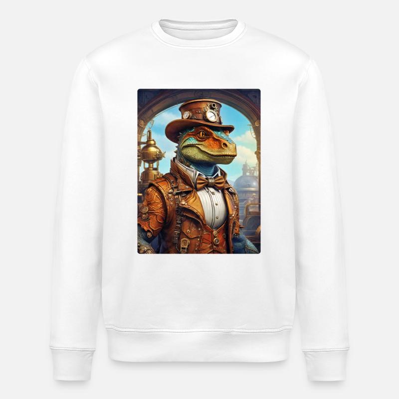 Steampunk Dino 1.1 - Stanley/Stella ROLLER Unisex Organic Sweatshirt - white