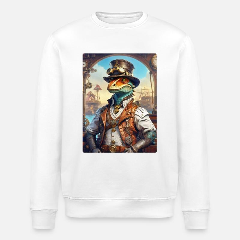 Dinosaure steampunk 1.9 - Sweat bio ROLLER Stanley/Stella Unisexe - blanc