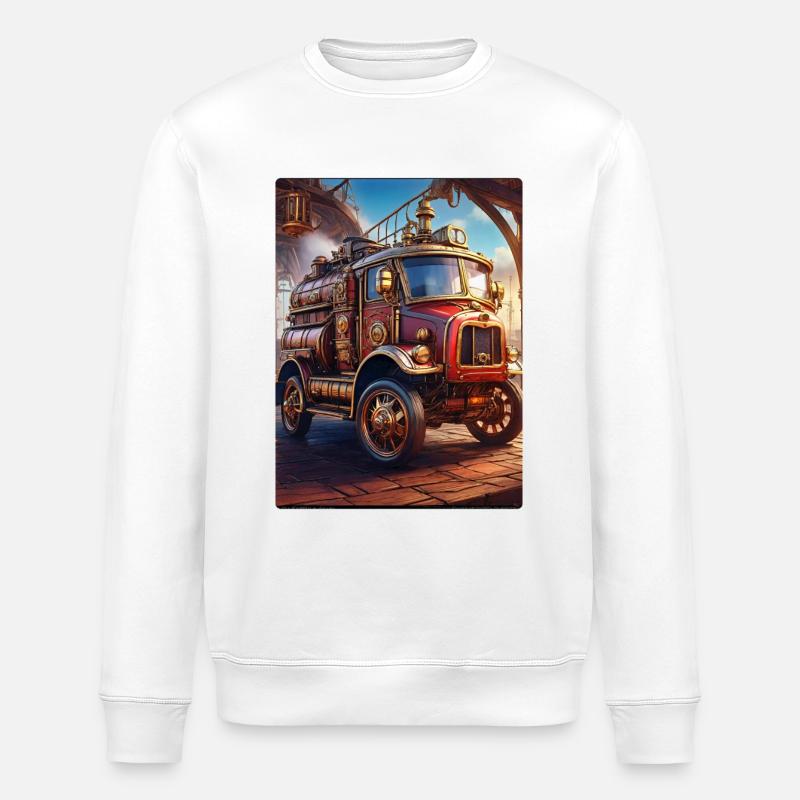 Camion de pompiers steampunk 1.5 - Sweat bio ROLLER Stanley/Stella Unisexe - blanc