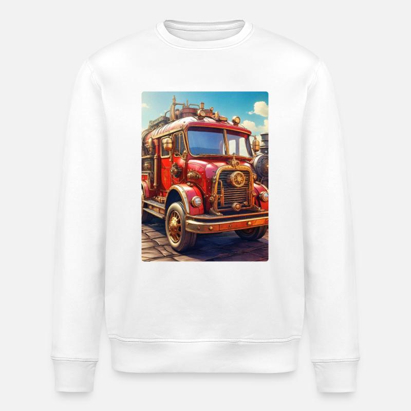 Camion de pompiers steampunk 1.23 - Sweat bio ROLLER Stanley/Stella Unisexe - blanc