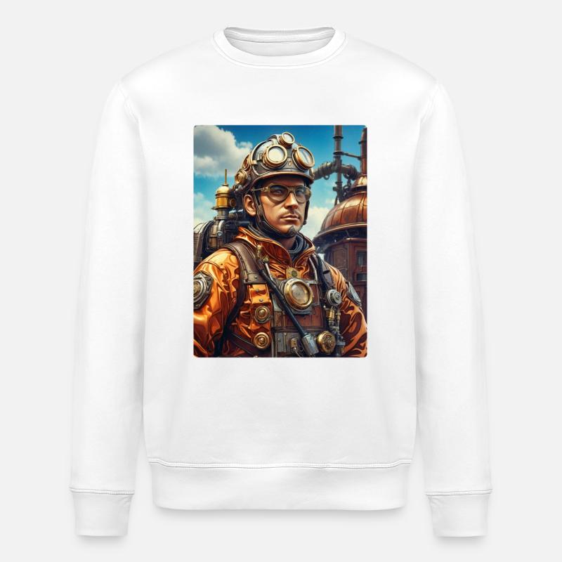 Steampunk Firefighter Man 1.9 - Stanley/Stella Unisex Bio-Sweatshirt ROLLER - Weiß
