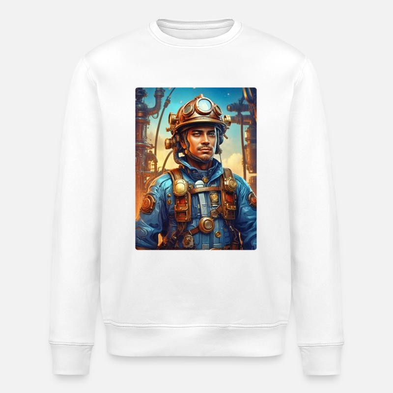 Homme de pompier steampunk 1.5 - Sweat bio ROLLER Stanley/Stella Unisexe - blanc