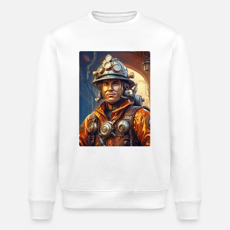 Homme pompier steampunk 1.23 - Sweat bio ROLLER Stanley/Stella Unisexe - blanc