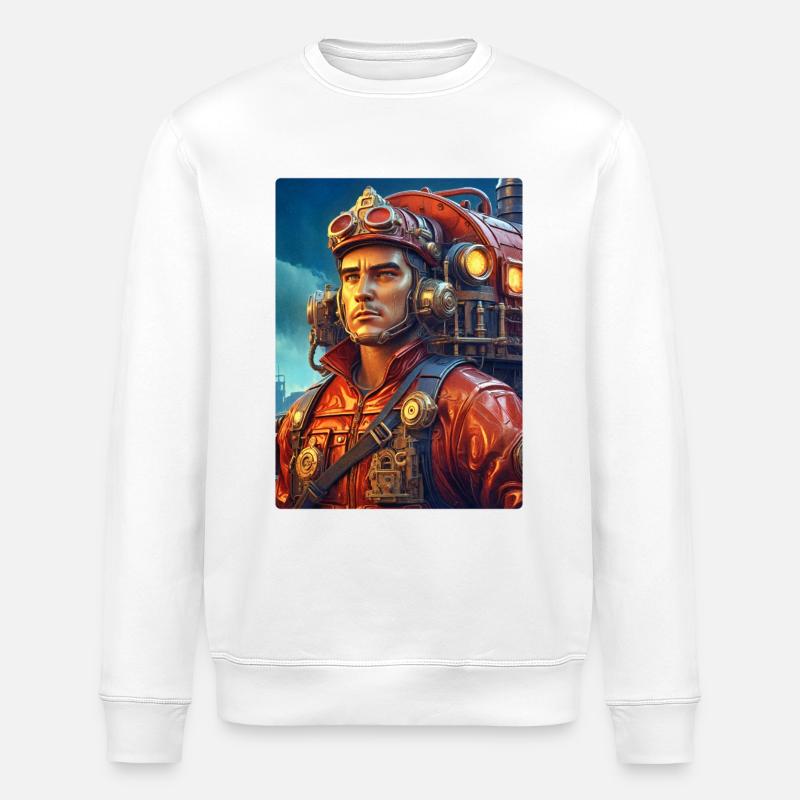 Homme pompier steampunk 1.15 - Sweat bio ROLLER Stanley/Stella Unisexe - blanc