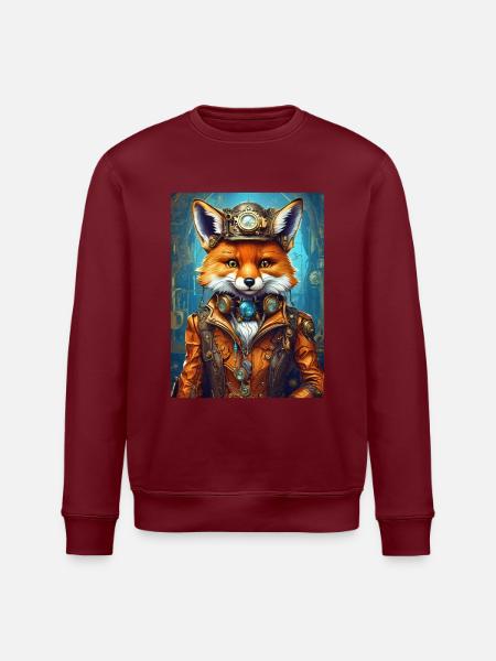 Steampunk Firefighter Fox 1.13 - Stanley/Stella ROLLER Unisex Organic Sweatshirt - white