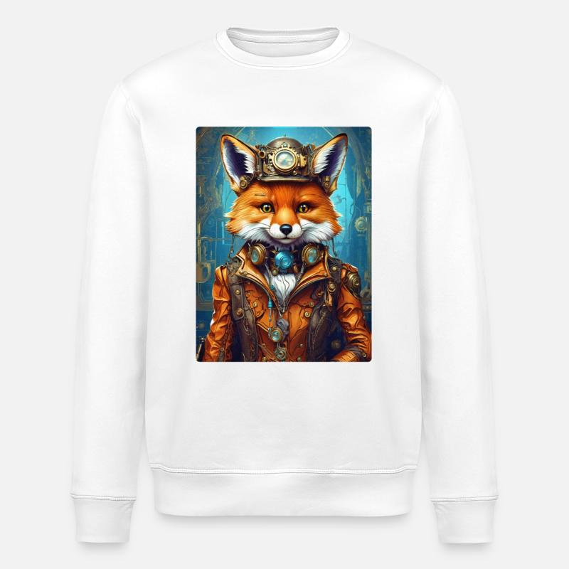 Steampunk Firefighter Fox 1.13 - Stanley/Stella ROLLER Unisex Organic Sweatshirt - white