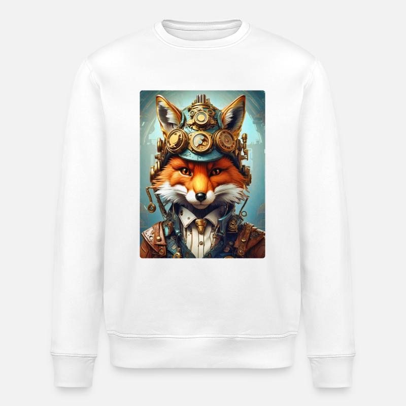 Steampunk Pompier Fox 1.4 - Sweat bio ROLLER Stanley/Stella Unisexe - blanc