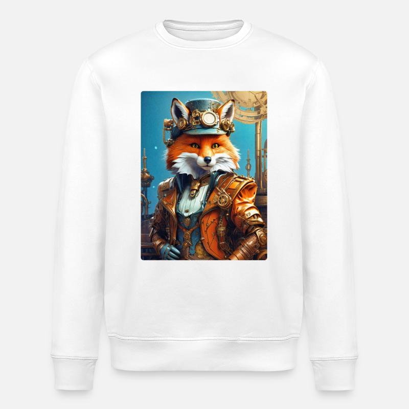 Steampunk Pompier Fox 1.5 - Sweat bio ROLLER Stanley/Stella Unisexe - blanc