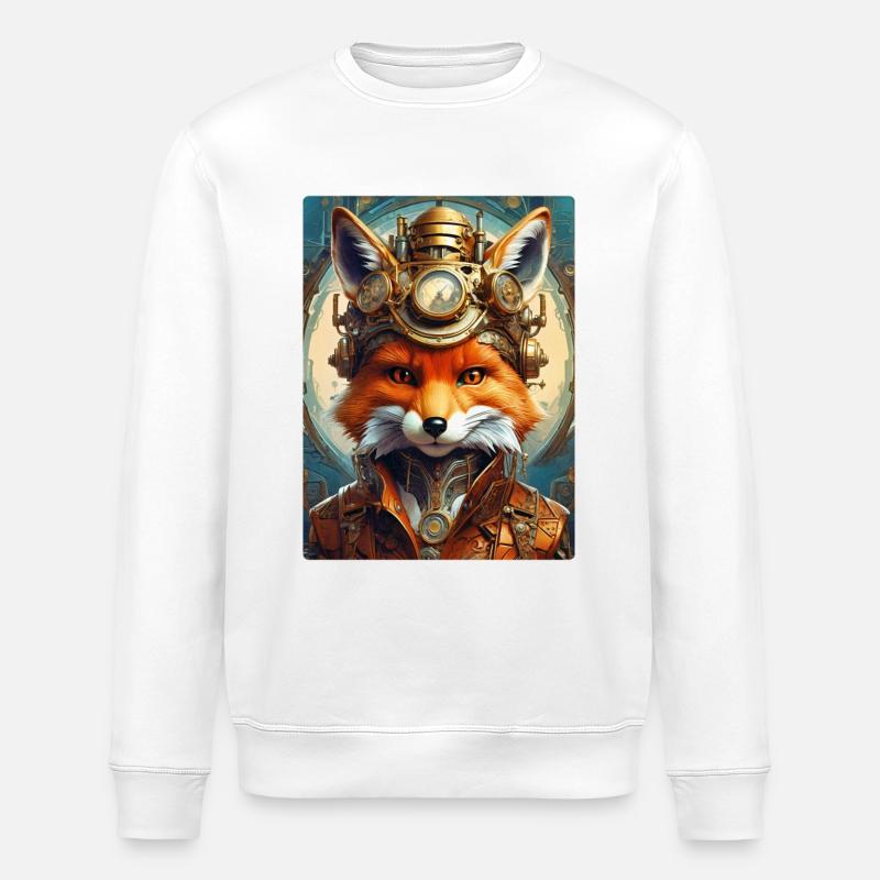 Steampunk Firefighter Fox 1.10 - Stanley/Stella ROLLER Unisex Organic Sweatshirt - white