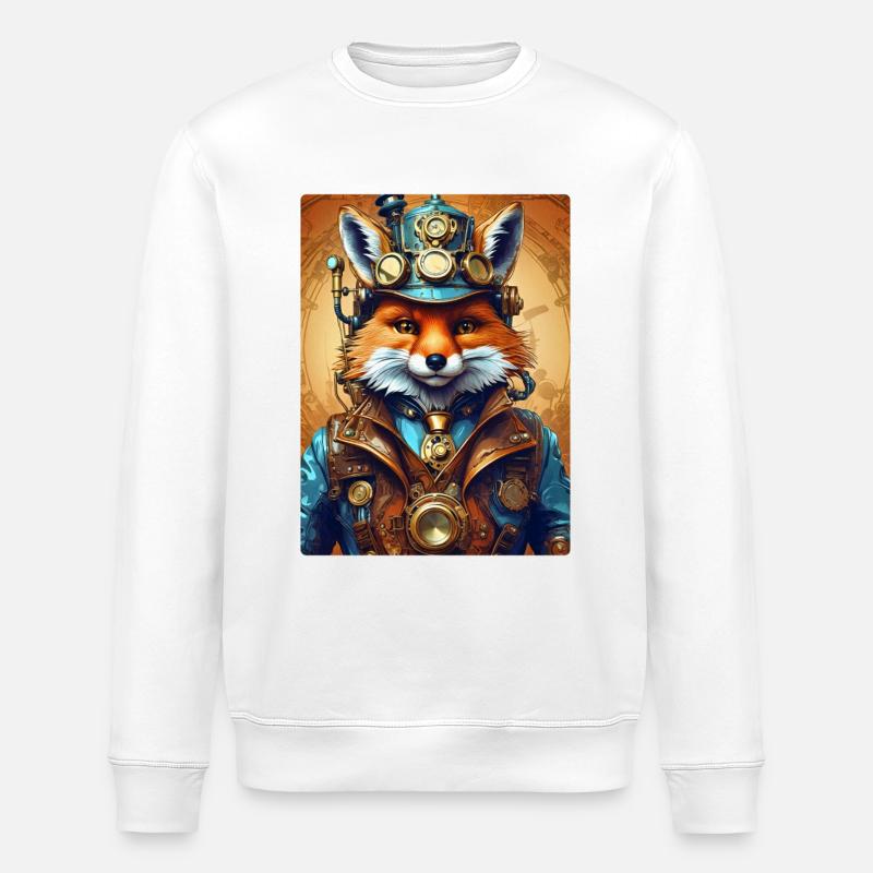 Steampunk Pompier Fox 1.12 - Sweat bio ROLLER Stanley/Stella Unisexe - blanc