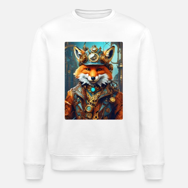 Steampunk Firefighter Fox 1.15 - Stanley/Stella ROLLER Unisex Organic Sweatshirt - white