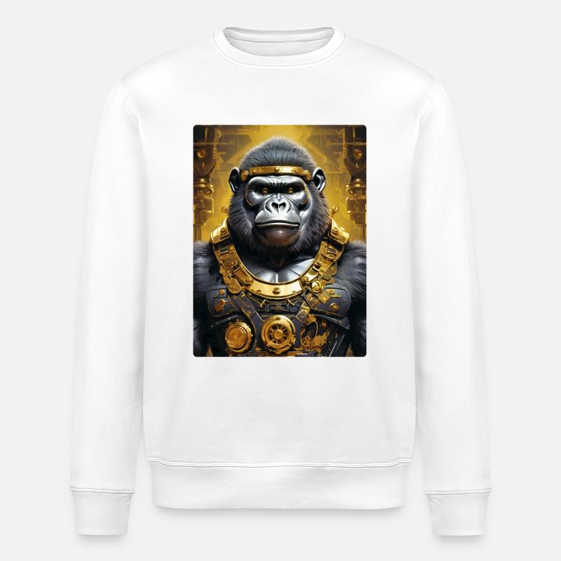 Gorille steampunk 1.1 - Sweat bio ROLLER Stanley/Stella Unisexe - blanc