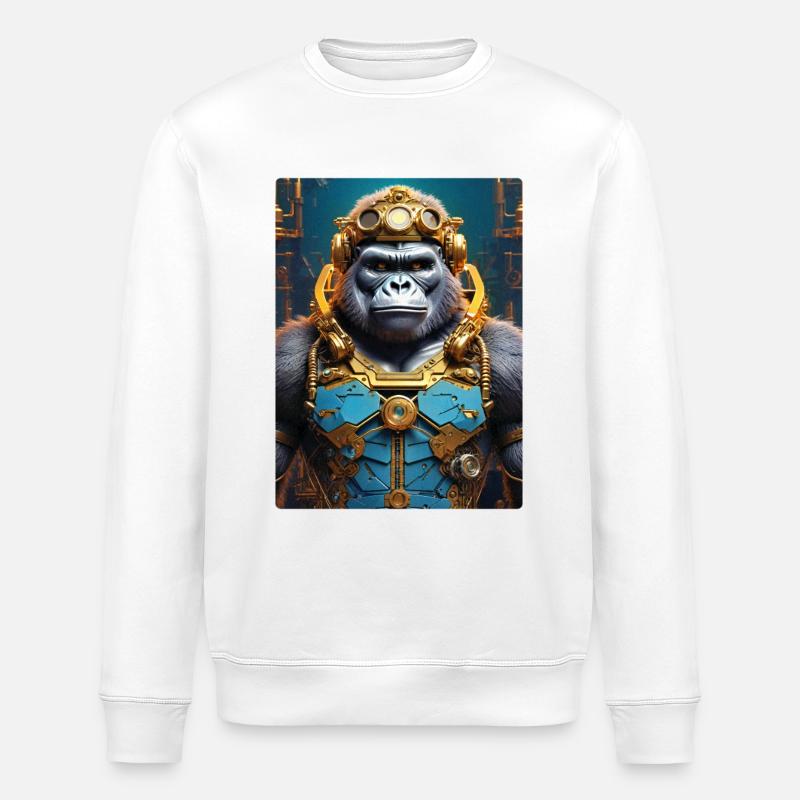 Steampunk Gorilla 1.2 - Stanley/Stella ROLLER Unisex Organic Sweatshirt - white