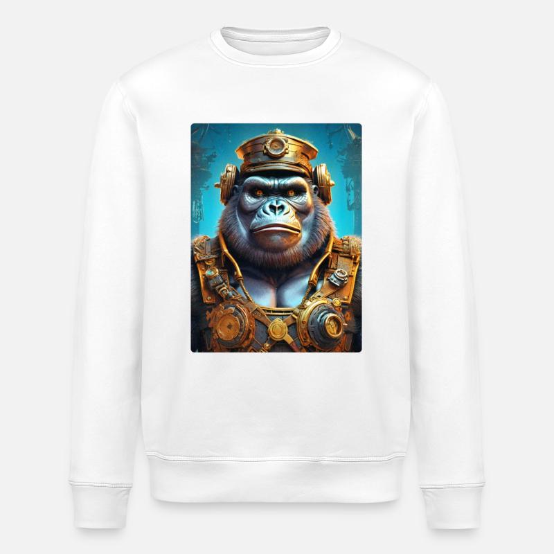 Steampunk Gorilla 1.3 - Stanley/Stella Unisex Bio-Sweatshirt ROLLER - Weiß