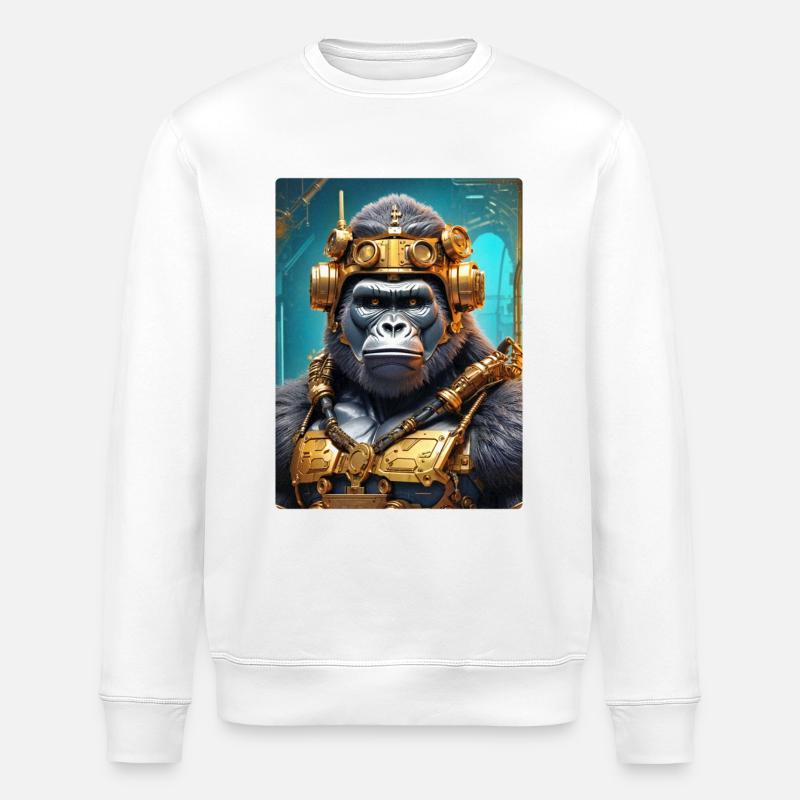 Gorille steampunk 1.6 - Sweat bio ROLLER Stanley/Stella Unisexe - blanc