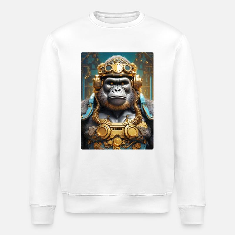Gorille steampunk 1.15 - Sweat bio ROLLER Stanley/Stella Unisexe - blanc