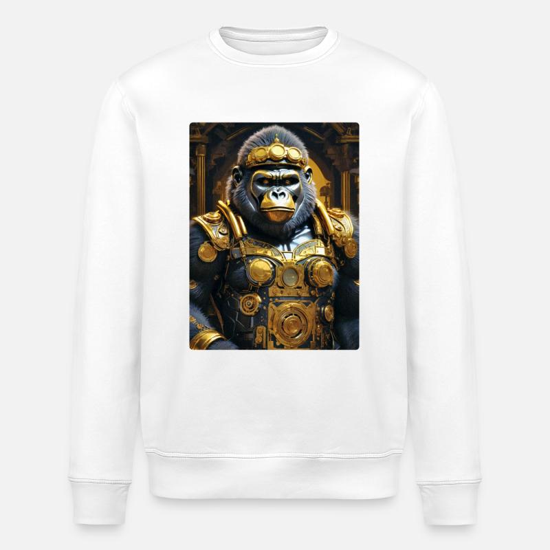 Gorille steampunk 1.20 - Sweat bio ROLLER Stanley/Stella Unisexe - blanc