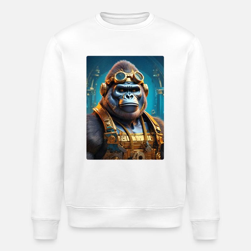 Steampunk Gorilla 1.18 - Stanley/Stella ROLLER Unisex Organic Sweatshirt - white