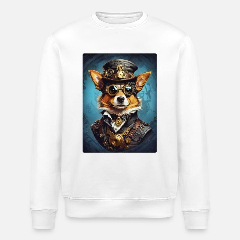 Steampunk Hund 1.5 - Stanley/Stella Unisex Bio-Sweatshirt ROLLER - Weiß