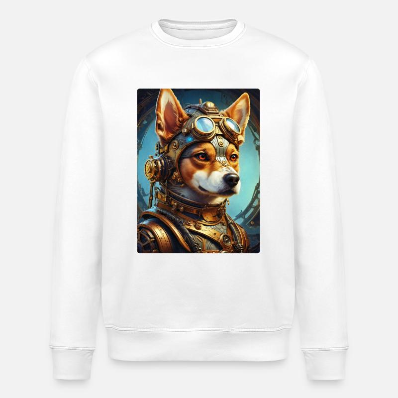 Chien Steampunk 1.10 - Sweat bio ROLLER Stanley/Stella Unisexe - blanc
