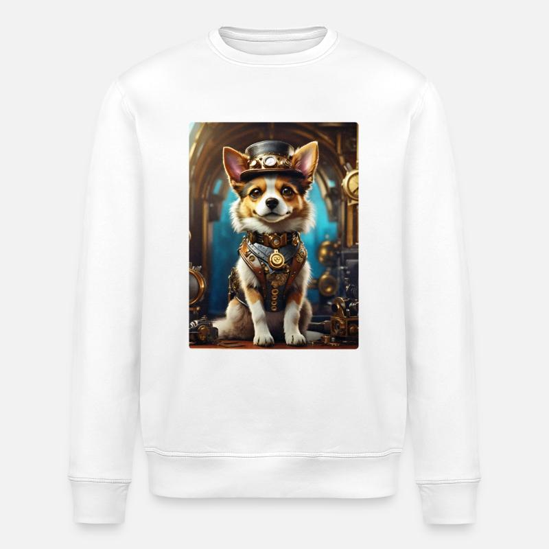 Chien Steampunk 1.14 - Sweat bio ROLLER Stanley/Stella Unisexe - blanc